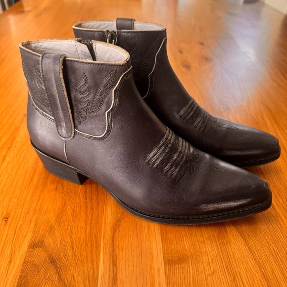 Anine Bing Axel Pointed Toe Distressed Leather Ankle Booties Size 7.5 - Picture 13 of 14